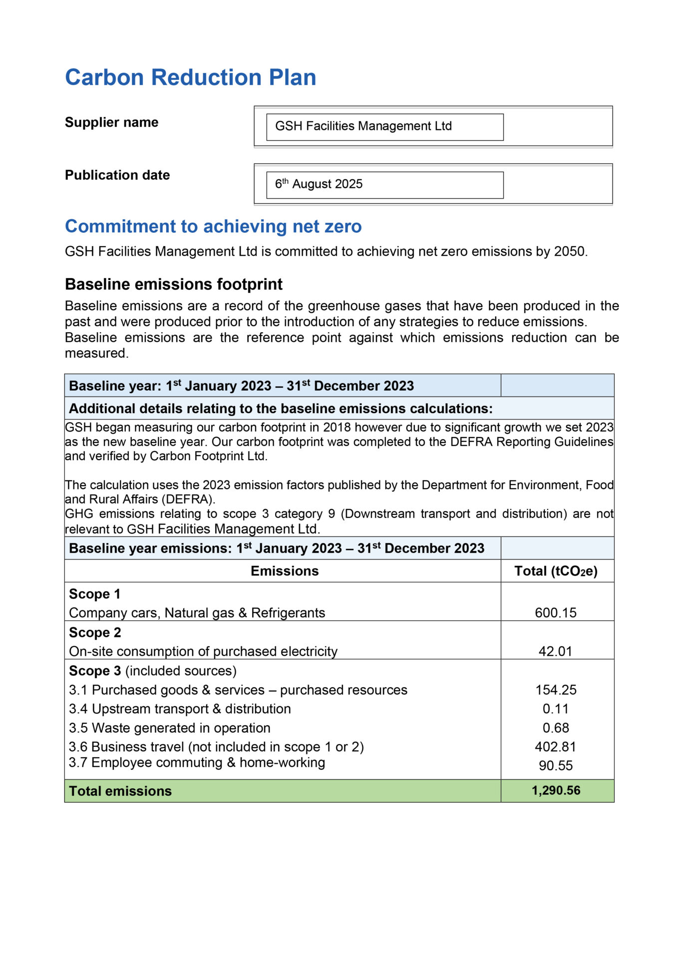 Carbon Reduction Plan