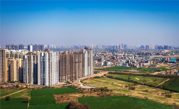 Highrise Buildings In Greater Noida Uttar Pradesh India blue sky