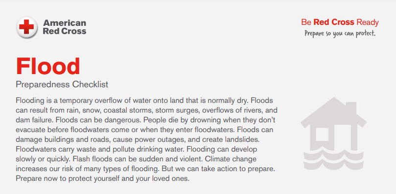 American Red Cross Flood Preparedness Checklist